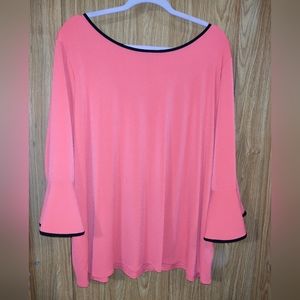 Worthington Coral Pink Bell Sleeve Top Size 2X EUC